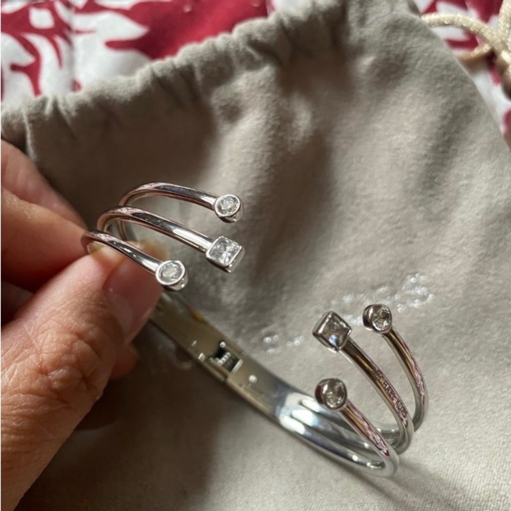 Michael Kors Silver Triple Band Bracelet with Clear Accents